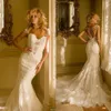 Eve of Milady Sheer Lace Wedding Dresses 2024 New Full Cap Sleeves Mermaid Appliques Backless Court Train Plus Size Bridal Gowns 102