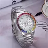Luxwa0223 Rainbow Scing przez obręcze Dial Zegar Modna Moda Nowa projektant Mężczyzn Diarneting 40 mm zegarek luksusowy kwarc damski 8259047