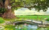 Carta da parati all'ingrosso con foto 3d HD Bellissimo albero verde Foresta Pittura di paesaggio Personalizza il tuo bellissimo sfondo preferito