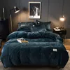 Kwaliteit vaste kleur melk fleece beddengoed set ontwerper dekbed set warm ab side flanel fluwelen bed linnen type warm huist textiel 4 stcs/set