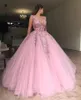 2024 Sexy Ball Gown Quinceanera Dresses Sheer Neck Lace Appliques Beaded Tulle Illusion Puffy Sweet 16 Party Plus Size Prom Evening Gowns 403