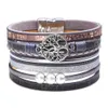 2019 Baum des Lebens mehrschichtiges Leder-Wickelarmband, Boho-Perle, wunderschönes Manschettenarmband mit magnetischer Schnalle, lässiger Armreif für Frauen und Mädchen