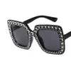 Missky Bearibed Женщины Мода Большой Квадратный Рамка Bling Ретро Топ Солнцезащитные очки Rhinestone на лето