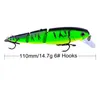 DHL 5 Färger Plast 6 3 Krokar Minnow Fiske Lure 11cm 14 7g Multi Jointed Bass Pike Striper Fiske Bait Swimbait Lure