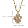 Bling cubic zirconia hip hop smycken män hund fotavtryck halsband is ut guldpläterade halsband 2019 mode