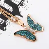 Iced Out Full Diamond Butterfly Animal Necklace Rose Gold Chain Halsband Mens Hip Hop Smycken Gift