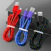 1m 2m Micro USB Cables 3FT 6FT 10FT Nylon Woven Cords Fiber Fabric Braided Data Charger Cable Cord