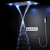 Luxury LED Shower Set Concealed Ceiling Waterfall Rainfall ShowerHead Panel 600*800MM Bathroom Large Rain Shower Faucets