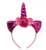 Cekiny Unicorn Baby Girls Hairband Kids Glitter Rainbow Headband Dzieci Kot Uszy Włosów Kije Nakrycia głowy Boutique Akcesoria do włosów LT183