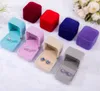 New Fashion 10 Color Square Velvet Caixa de jóias vermelhas Caixa de casamento de casamento Ring Brife -brife