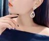 925 silver needle super flash set diamond drop shaped earrings female personality joker earrings