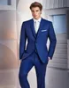 Koninklijke Blauwe Bruidegom Tuxedos Notch Revers Groomsman Bruiloft 3 Stuk Suit Klassieke Heren Business Prom Party Jacket Blazer (Jacket + Pants + Tie + Vest) 272