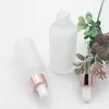 30ml 15ml Glass Dropper Bottle Essential Oil 10ml Frost White Serum Bottles with Rose Gold Cap