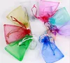 7 * 9 cm Torby jubilerskie Mieszane Organza Biżuteria Wedding Party Favor xmas Prezent Torby Purpurowy Niebieski Różowy Żółty Czarny Z Sznurek GB1505