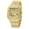 Carré diamant hommes montre or glacé montre grand cadran Quartz affaires poignet Hip Hop mâle horloge Relogio Masculino