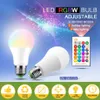 E27 Светодиодная лампа 5W 10W 15W RGB + белый 16 цвет светодиодной лампы AC85-265V Изменяемая лампочка RGB с дистанционным управлением + функция памяти