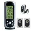 Stazione meteorologica wireless Freeshipping Argento con sveglia digitale Avviso temperatura interna/esterna Retroilluminazione 3 trasmettitori