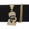 FASHION- Hip Hop Collier bijoux en or Twist chaîne Cartoon Characters Glacé collier pendentif pour les hommes