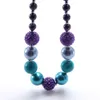 Collier de perles chunky strass violet pour bébé enfants bijoux bubblegum faits à la main cadeau garçons filles collier tour de cou