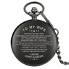 Fashion Classical Watches Full Black I LOVE YOU TO MY Mom Dad Wife Husaband Unisex Quartz Pocket Watch Pendant Chain Family Gift272E