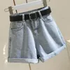 Cintura alta jean shorts feminino verão solto casual jeans novo 2020 estilo coreano all-match senhoras denim calças curtas p579