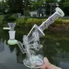 Glaswasserbongs 7 Zoll Duschkopf Perc Rohr Rauchen Shisha Wachs Öl Rig Beiwagen Wasserpfeifen Recycling Dab Rigs mit 14 mm Schüsselstück