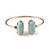 Sevenstone Ladies Double Turquoise Stone Round Bracelet Open Geometric Bracelet