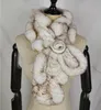 Vente en gros- Real Rex Rabbit Scarf Rose Floral Design Girls Natural Fur Wraps Winter Soft Muffler For Women