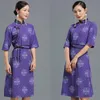 Verão impressa mulheres retro manto cheongsam mongol vestido Qipao tradicional nacional roupas meia manga clássico traje étnico oriental