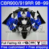 Кузова для HONDA CBR 919RR CBR 900RR CBR919RR 1998 1999 278HM.40 CBR900RR CBR 919 RR CBR900 RR CBR919 RR 98 99 обтекатель синий черный глянцевый комплект