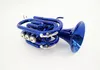 Top Quality Blue Nickel Gold Pocket Trumpet B-Flat horn Large bell 2 Mouthpiece with Case free shipping