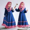 Etnische kleding 2 stuk Moslim Kids Meisjes Hijab Abaya Set Islam Maxi Jurk Sjaal Khimar Jilbab Kaftan Partyjurk Niqab Robe Midden-Oost1