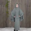 Robe traditionnelle Abaya Hijab pour filles Deuxième pièce Musulman Prière Vêtements Enfants Solid Loose Grand Abayas D8281