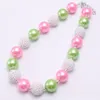 New Designable Girl Kid Chunky Beads Necklace Pink+Green Color ChiBubblegum Chunky Beads Necklace Jewelry For Girl Kidsldren