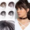 harmiu Clip dans les extensions de franges 3D humaines faites à la main 360 ° Invisible Natural Topper Bangs Hair