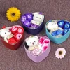 50 set 3pcs/set Scented Soap Rose Flowers With 1 Cute Bear Perfumed Iron Box Valentiners Wedding Party Decoration Gifts Bath Body Soaps