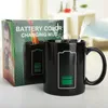 Magic Battery Color Changing Mug Thermometer Heat Sensitive Black Ceramic Coffee Cup Creative Corporation Promotion Gifts