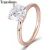 TRANSGEMS 14K Rose Gold 1.5CT Carat7mm F Color Poduszka Cut Moissanite Diamentowe pierścienie zaręczynowe dla kobiet Ślub z akcentami Y19032201