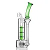 Blauw groene Bong Dab rig Hookahs Spline Perc recycler Oil Pipes bongs met 14 mm joint bedwelmend glas om te roken