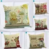 Vintage lin taie d'oreiller housse de coussin oiseau fleur imprimé taie d'oreiller pour canapé voiture Sear décoratif jeter coussin Case269k