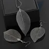 Leaf Design Jewelry Sets Necklace Earrings Set for Women Girls Lady Silver Rose Gold Black Fashion Pendant Charm Jewelry Suit Jewellery Gift