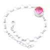 LuckyShine Friend geschenken 925 zilveren ketting rechthoek bi gekleurde toermalijn edelstenen voor vrouwen bedelarmbanden Gratis shippings B1122