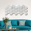 12Pcs Regular Hexagon Honeycomb Decorative 3D Mirror Wall Stickers Living Room Bedroom Poster Home Decor Room Decoration2968447