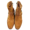 Vente chaude- Wyatt Biker chaînes bottines hommes chaussures bout pointu boucle hommes bottes en cuir hommes chaussures habillées Botas Militares chaussures hommes