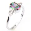 Holiday Gift Women's Fire Rainbow Color Mystic Topaz Gems 925 Sterling Silver Ring Russia American Australia Weddings Ring Jewelry