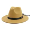 Men Women Wool Felt Jazz Fedora Hats 2020 Latest Flat Brim Trilby Panama Style Party Cap Outdoor Large Brim Sunshade Hat2748028