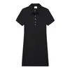 Мода Марка Крокодил Женщины Polo Dress Casual Письмо Логотип Вышивка Лето Элегантные платья Твердая Черный Красный Женский платье