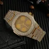 Heren Gouden Horloge Hip Hop Heren Ketting Horloge + Ketting + Armband Ring Combo Set Iced Outed Cubaanse Gouden Sieraden Set