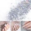 Gradient Shiny Nail Glitter Set Powder Laser Sparkly Manicure Nail Art Chrome Pigment Silver DIY Nail Art Decoration Kit