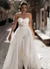 New Arrival Cheap A Line Jumpsuits Wedding Dresses Sweetheart Lace Satin With Overskirts Bridal Gowns Pants Dress Vestidos De Novia